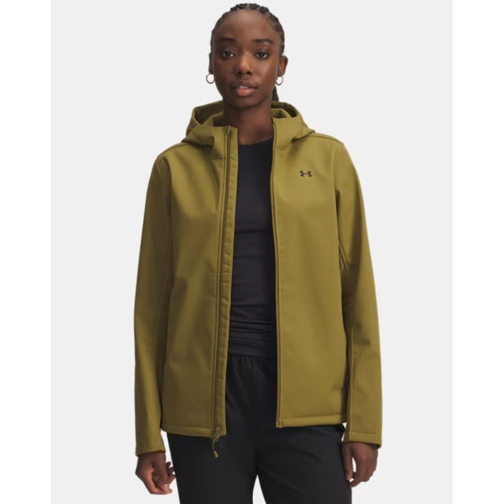 Under Armour shield jacket sweatshirt hoodie M Medium olive green loose zip $130